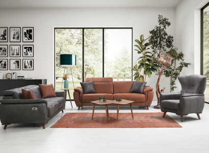 Sofagarnitur 3 tlg Wohnzimmer Dreisitzer Sofa Couch Modern Sessel Luxus